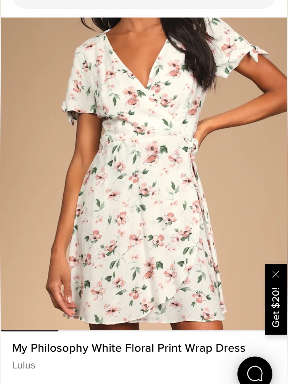 Lulus My philosophy white floral wrap dress